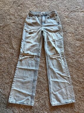 Flying Monkey Light Blue Distressed Wide-Leg Jeans